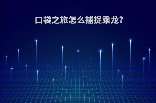 口袋之旅怎么捕捉乘龙?