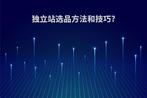 独立站选品方法和技巧?