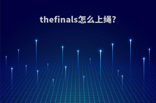 thefinals怎么上绳?