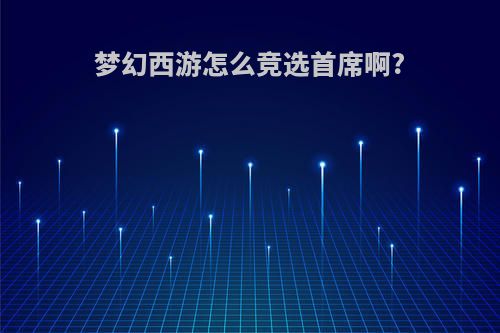 梦幻西游怎么竞选首席啊?