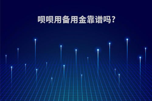 呗呗用备用金靠谱吗?
