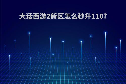 大话西游2新区怎么秒升110?