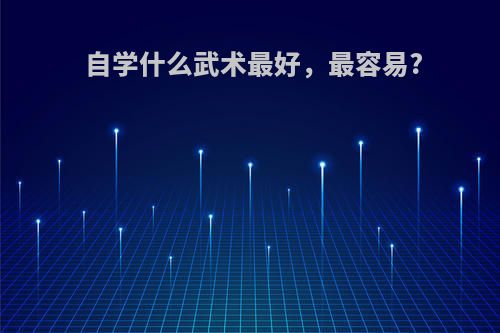 自学什么武术最好，最容易?(自学什么武术容易入门)