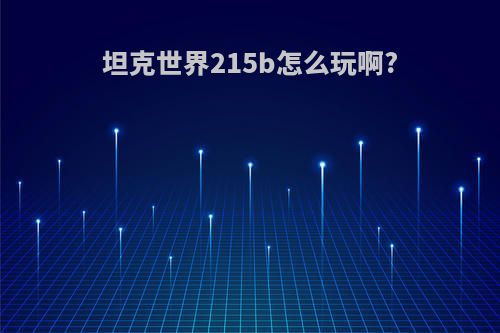 坦克世界215b怎么玩啊?