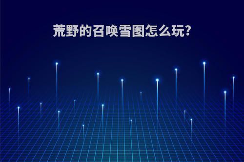 荒野的召唤雪图怎么玩?