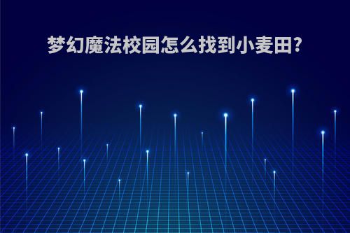 梦幻魔法校园怎么找到小麦田?