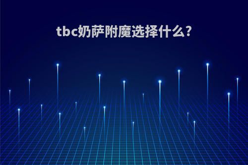 tbc奶萨附魔选择什么?