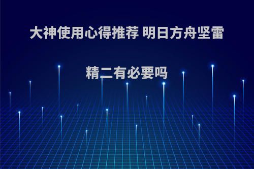 大神使用心得推荐 明日方舟坚雷精二有必要吗(明日方舟坚雷怎么样)