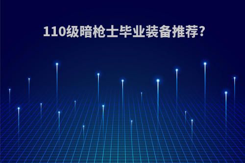110级暗枪士毕业装备推荐?