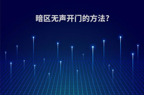 暗区无声开门的方法?