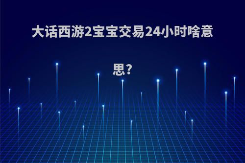 大话西游2宝宝交易24小时啥意思?