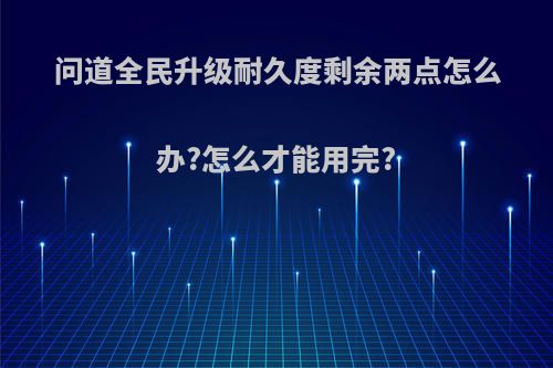 问道全民升级耐久度剩余两点怎么办?怎么才能用完?