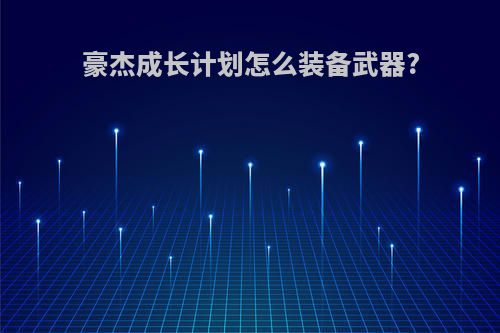 豪杰成长计划怎么装备武器?