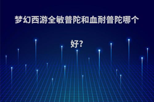 梦幻西游全敏普陀和血耐普陀哪个好?