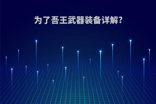 为了吾王武器装备详解?