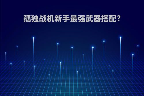 孤独战机新手最强武器搭配?