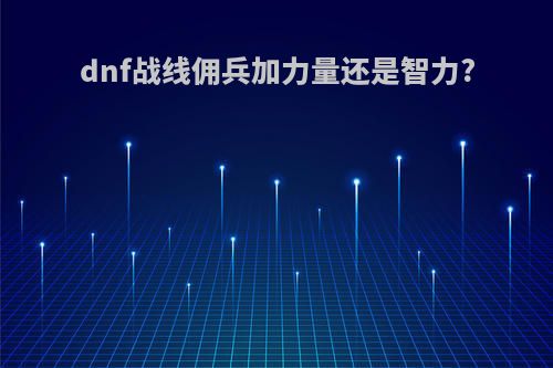 dnf战线佣兵加力量还是智力?