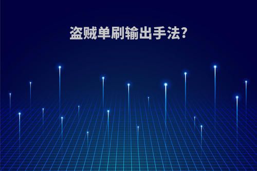 盗贼单刷输出手法?