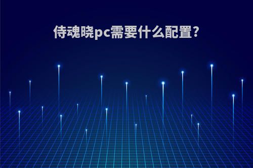 侍魂晓pc需要什么配置?