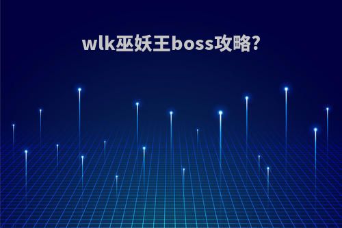 wlk巫妖王boss攻略?