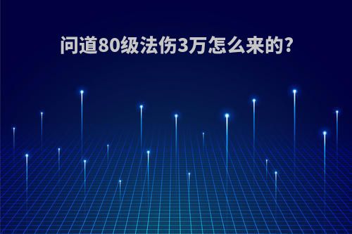 问道80级法伤3万怎么来的?