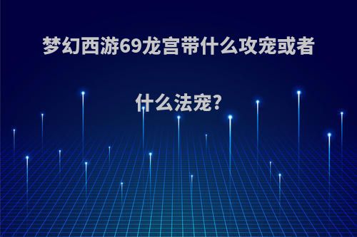 梦幻西游69龙宫带什么攻宠或者什么法宠?