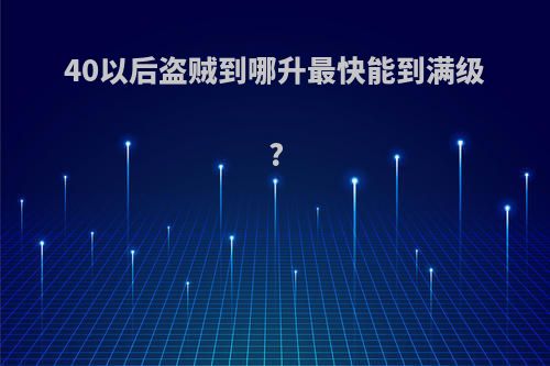 40以后盗贼到哪升最快能到满级?