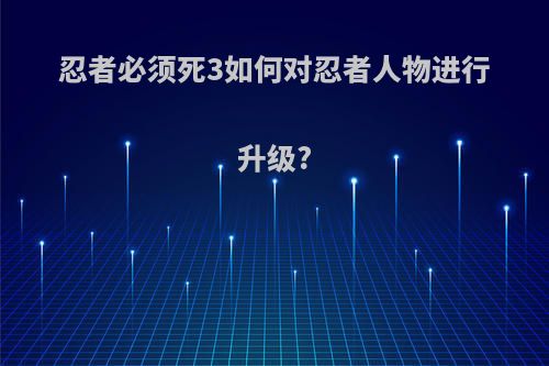 忍者必须死3如何对忍者人物进行升级?