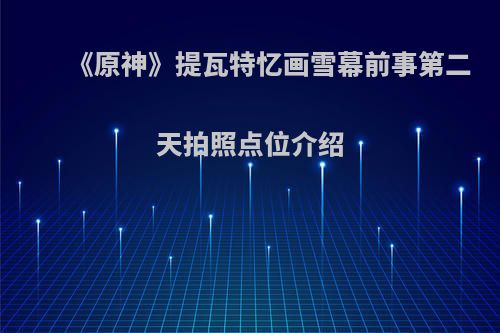 《原神》提瓦特忆画雪幕前事第二天拍照点位介绍