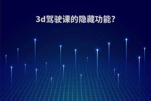 3d驾驶课的隐藏功能?