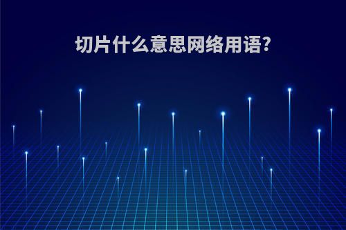 切片什么意思网络用语?