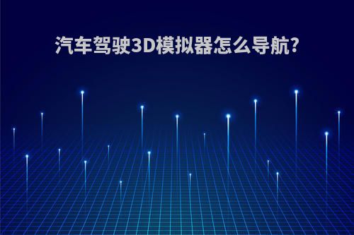 汽车驾驶3D模拟器怎么导航?