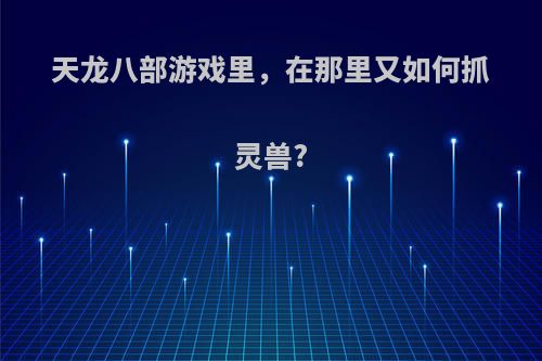 天龙八部游戏里，在那里又如何抓灵兽?