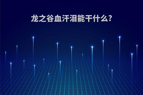 龙之谷血汗泪能干什么?