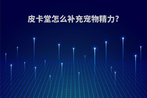 皮卡堂怎么补充宠物精力?