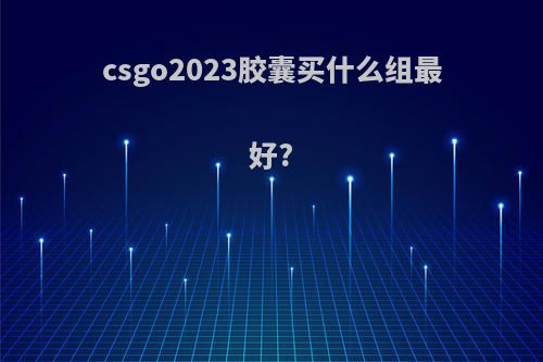 csgo2023胶囊买什么组最好?