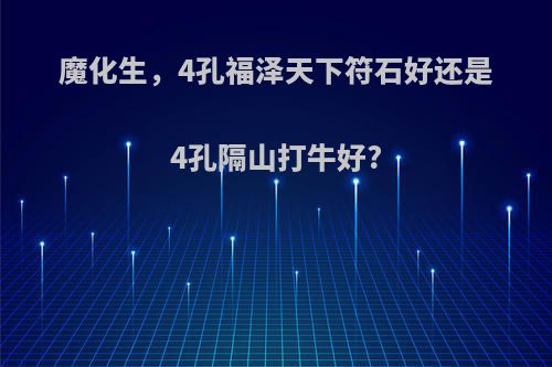 魔化生，4孔福泽天下符石好还是4孔隔山打牛好?