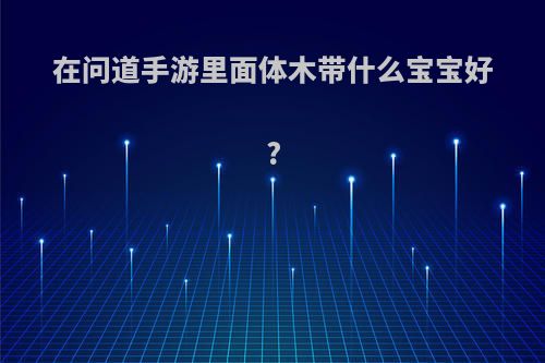 在问道手游里面体木带什么宝宝好?