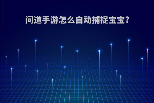 问道手游怎么自动捕捉宝宝?