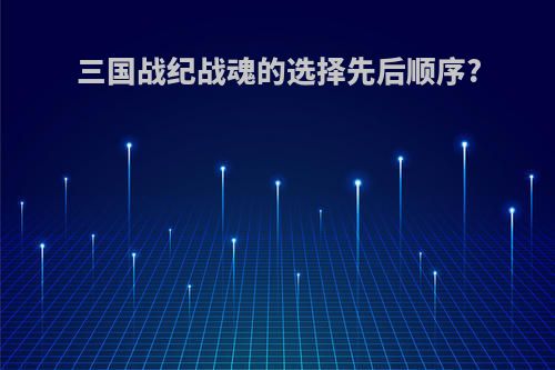 三国战纪战魂的选择先后顺序?