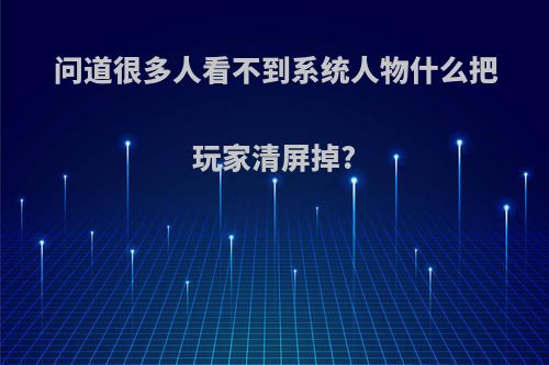 问道很多人看不到系统人物什么把玩家清屏掉?